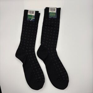 Byford Merino Wool Blend Dress Socks Mens Black Geometric 2 Pair Lot Business